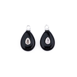LARGE SILVER ONYX STONE CHARM (PAIR)