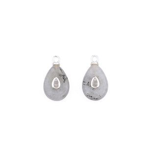 LARGE SILVER LABRADORITE STONE CHARM (PAIR)