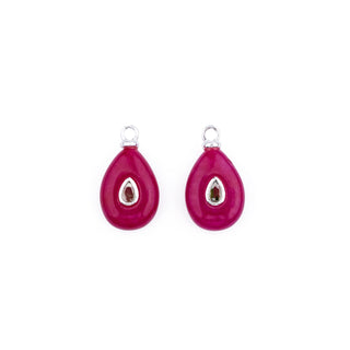 LARGE SILVER FUCHSIA STONE CHARM (PAIR)