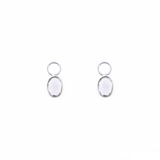 SILVER GREEN AMETHYST HUGGIE BEZEL CHARMS (PAIR)