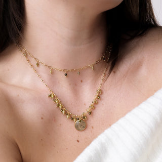 PERIDOT CLUSTER BEZEL NECKLACE
