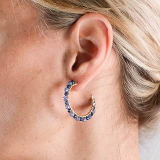LABRADORITE GEMSTONE HOOPS