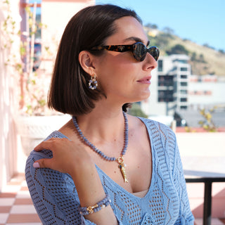 GOLD RONDELLE EARRING CHARMS - PERIWINKLE (PAIR)