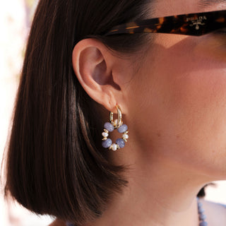 GOLD RONDELLE EARRING CHARMS - PERIWINKLE (PAIR)