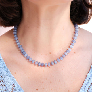 GOLD PERIWINKLE RONDELLE BEAD NECKLACE