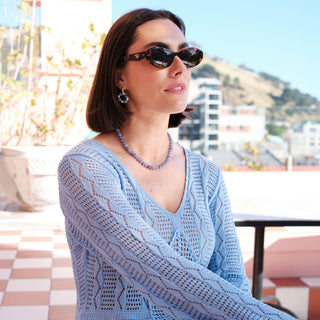 GOLD PERIWINKLE RONDELLE BEAD NECKLACE