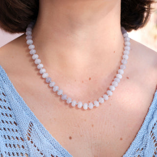 GOLD SOFT GREY RONDELLE BEAD NECKLACE
