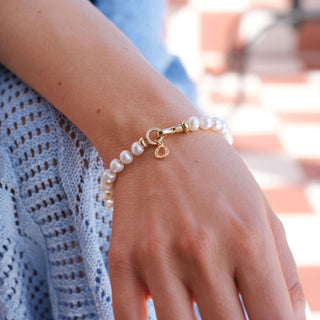 GOLD FRESHWATER PEARL KNOTTED BRACELET
