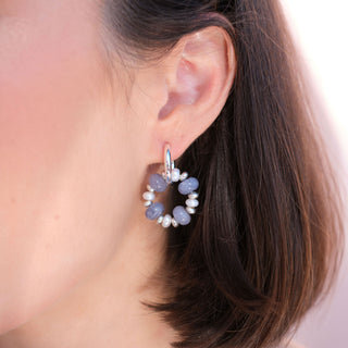SILVER RONDELLE EARRING CHARMS - PERIWINKLE (PAIR)