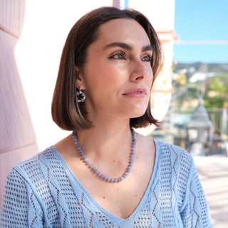 SILVER PERIWINKLE RONDELLE BEAD NECKLACE