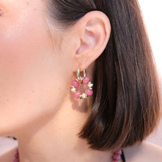 GOLD RONDELLE EARRING CHARMS - STRAWBERRY (PAIR)