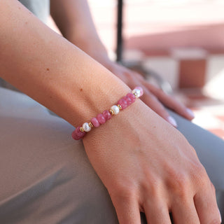 GOLD STRAWBERRY RONDELLE STRETCH BRACELET