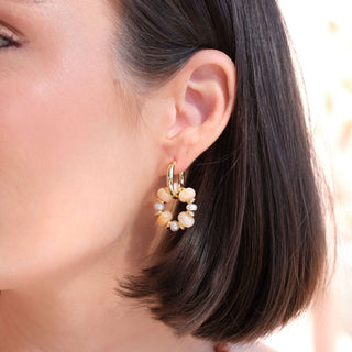 GOLD RONDELLE EARRING CHARMS - BEIGE (PAIR)