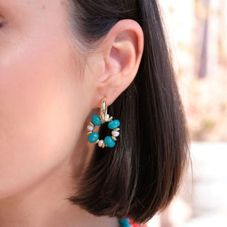 GOLD RONDELLE EARRING CHARMS - TEAL (PAIR)