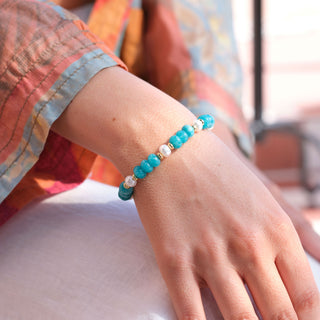 GOLD TEAL RONDELLE STRETCH BRACELET