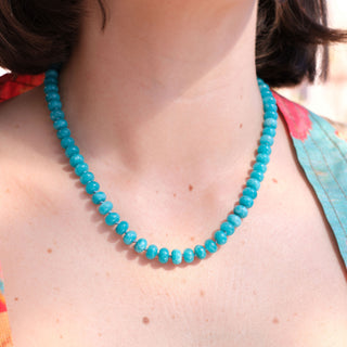 GOLD TEAL RONDELLE BEAD NECKLACE