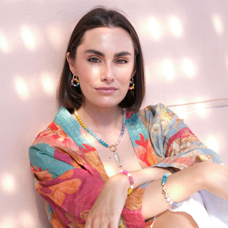 GOLD RONDELLE EARRING CHARMS - RAINBOW (PAIR)