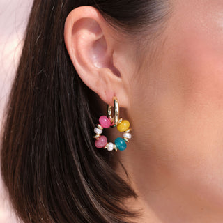 GOLD RONDELLE EARRING CHARMS - RAINBOW (PAIR)