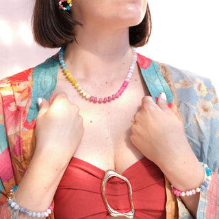 GOLD RAINBOW RONDELLE BEAD NECKLACE