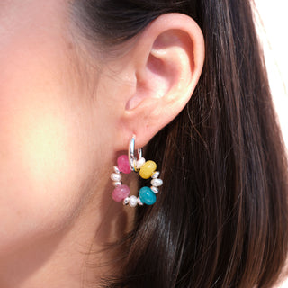 SILVER RONDELLE EARRING CHARMS - MULTI (PAIR)