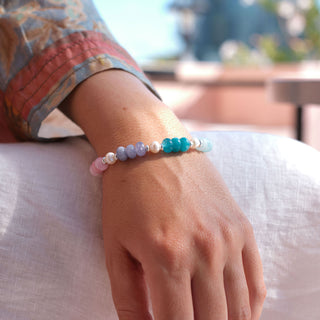 SILVER RAINDBOW RONDELLE STRETCH BRACELET