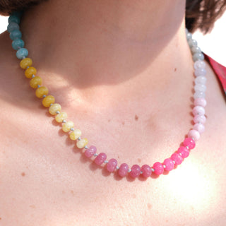 SILVER RAINBOW RONDELLE BEAD NECKLACE