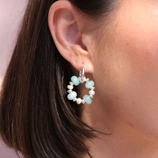 SILVER RONDELLE EARRING CHARMS - AQUAMARINE (PAIR)