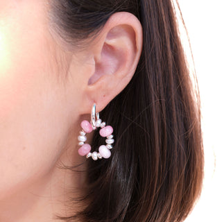 SILVER RONDELLE EARRING CHARMS - SOFT PINK (PAIR)