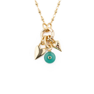 GOLD SMALL GREEN AVENTURINE STONE CHARM