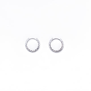 SILVER TEXTURED SMALL HUGGIES (PAIR)