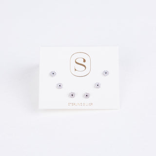 SILVER CZ MINI STUD SET