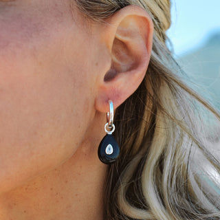 LARGE SILVER ONYX STONE CHARM (PAIR)