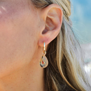 LARGE GOLD SUNSTONE STONE CHARM (PAIR)