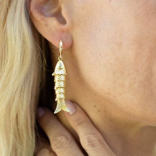 GOLD STATEMENT FISH EARRINGS