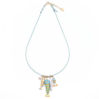 LIGHT BLUE SILK CORD NECKLACE