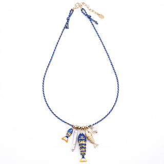 BLUE SILK CORD NECKLACE