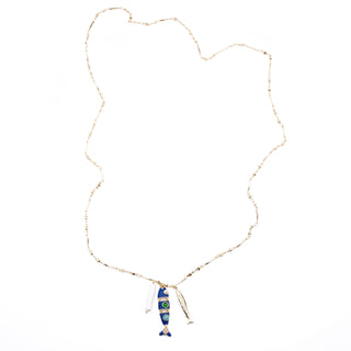 NAVY BLUE LONG FISH NECKLACE