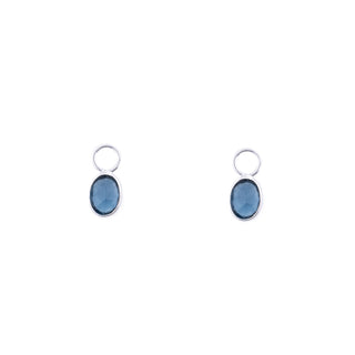 SILVER LONDON BLUE HUGGIE BEZEL CHARMS (PAIR)