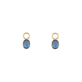GOLD LONDON BLUE BEZEL HUGGIE CHARMS (PAIR)