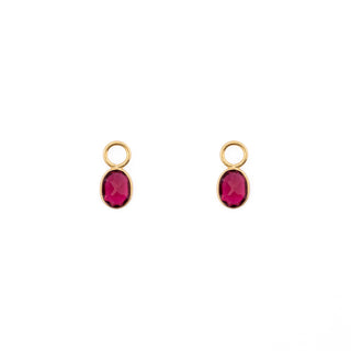 GOLD PINK TOURMALINE HUGGIE BEZEL CHARMS (PAIR)