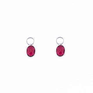 SILVER PINK TOURMALINE HUGGIE BEZEL CHARMS (PAIR)