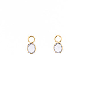 GOLD GREEN AMETHYST HUGGUE BEZEL CHARMS (PAIR)