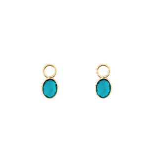 GOLD APATITE HUGGIE BEZEL CHARMS (PAIR)