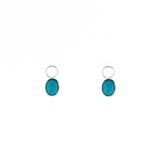 SILVER APATITE HUGGIE BEZEL CHARMS (PAIR)