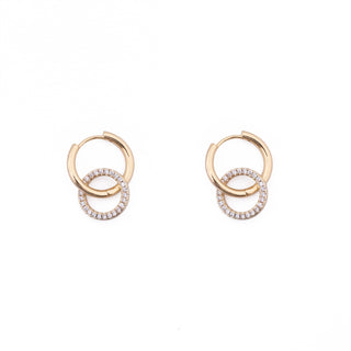 GOLD DOUBLE CZ RING HUGGIE CHARM (PAIR)