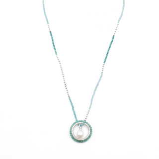SILVER SUMMER GREEN HAYLEY NECKLACE (WITH PEARL CHARM)