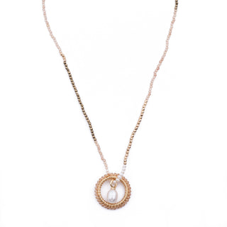 GOLD CHAMPAGNE HAYLEY NECKLACE (WITH PEARL CHARM)