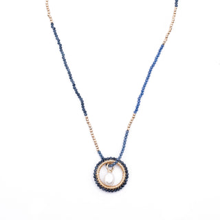 GOLD WINTER BLUE HAYLEY NECKLACE (WITH PEARL CHARM)