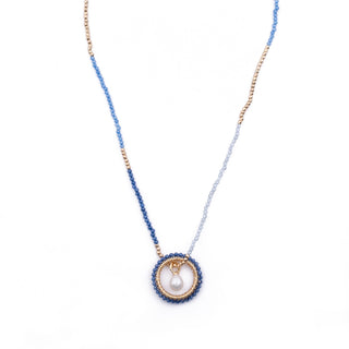 GOLD SUMMER BLUE HAYLEY NECKLACE (WITH PEARL CHARM)