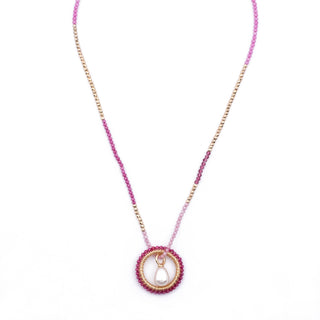 GOLD SUMMER PINK HAYLEY NECKLACE (WITH PEARL CHARM)